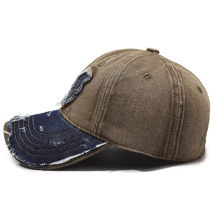 Butterfly Embroidered Retro Color Matching Washed Baseball Cap