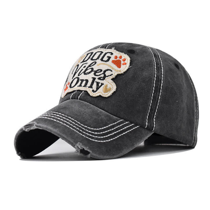 Dog Vibes Only Embroidered Washed Baseball Cap