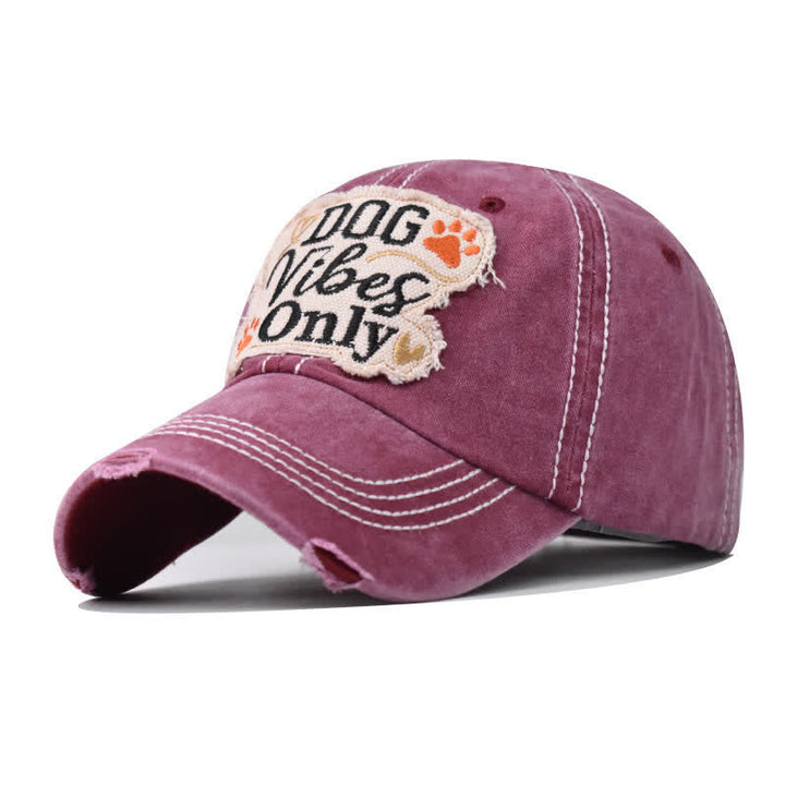 Dog Vibes Only Embroidered Washed Baseball Cap
