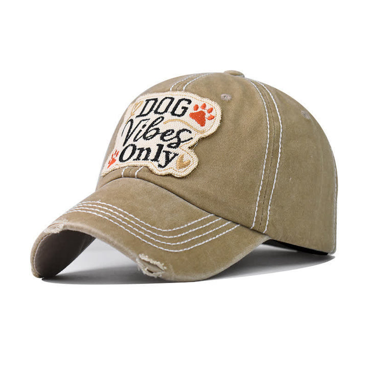 Dog Vibes Only Embroidered Washed Baseball Cap