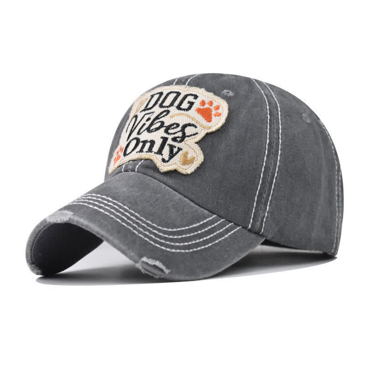 Dog Vibes Only Embroidered Washed Baseball Cap