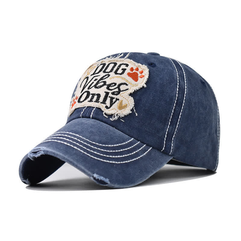Dog Vibes Only Embroidered Washed Baseball Cap - Navy - Adjustable (21 1/4"-23 5/8") - image 9