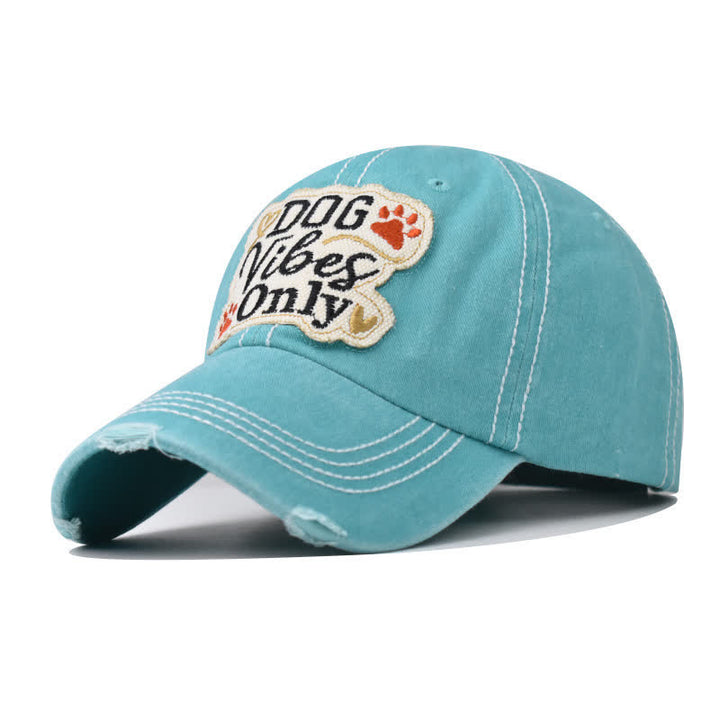 Dog Vibes Only Embroidered Washed Baseball Cap