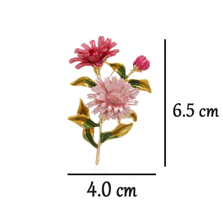 Women's Daisy Flower Bouquet Enamel Brooch - image 3