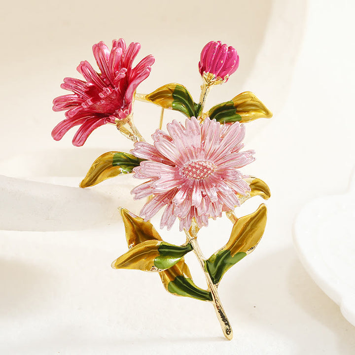 Women's Daisy Flower Bouquet Enamel Brooch - Pink - image 5