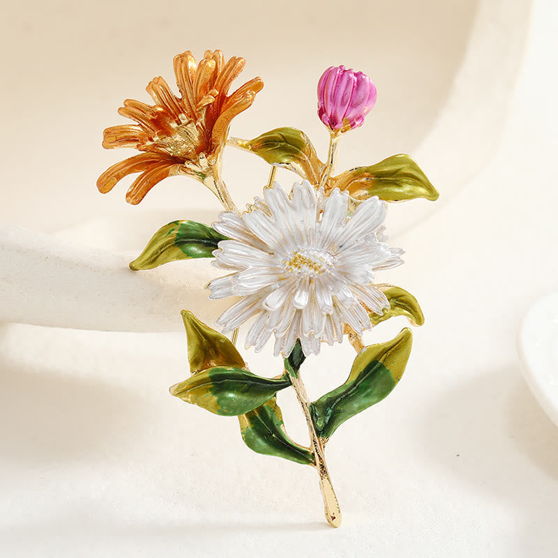 Women's Daisy Flower Bouquet Enamel Brooch - Multicolor - image 6