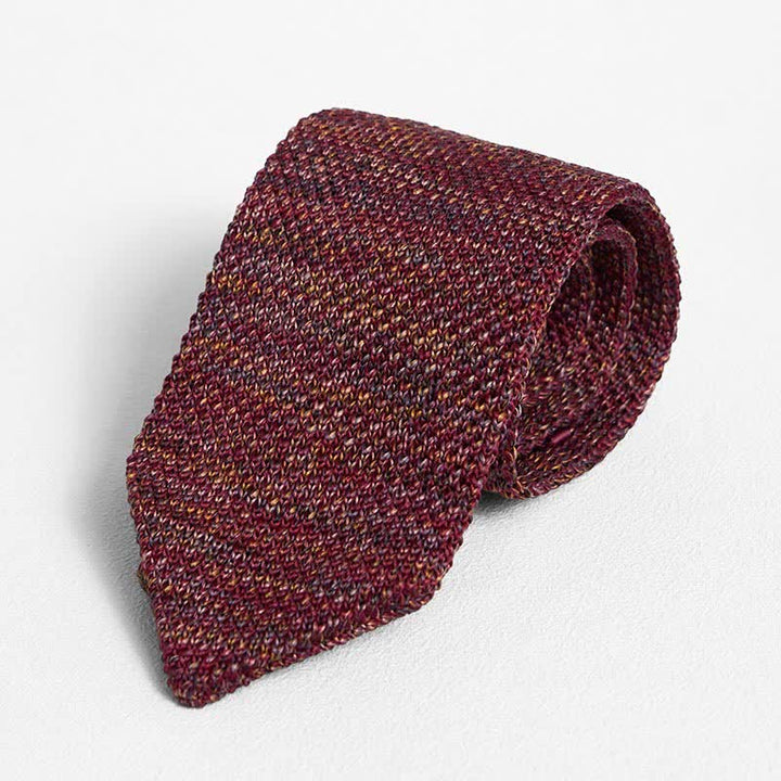 Men's Mixed Color Striped Knitted Necktie - Mixed Maroon - image 4