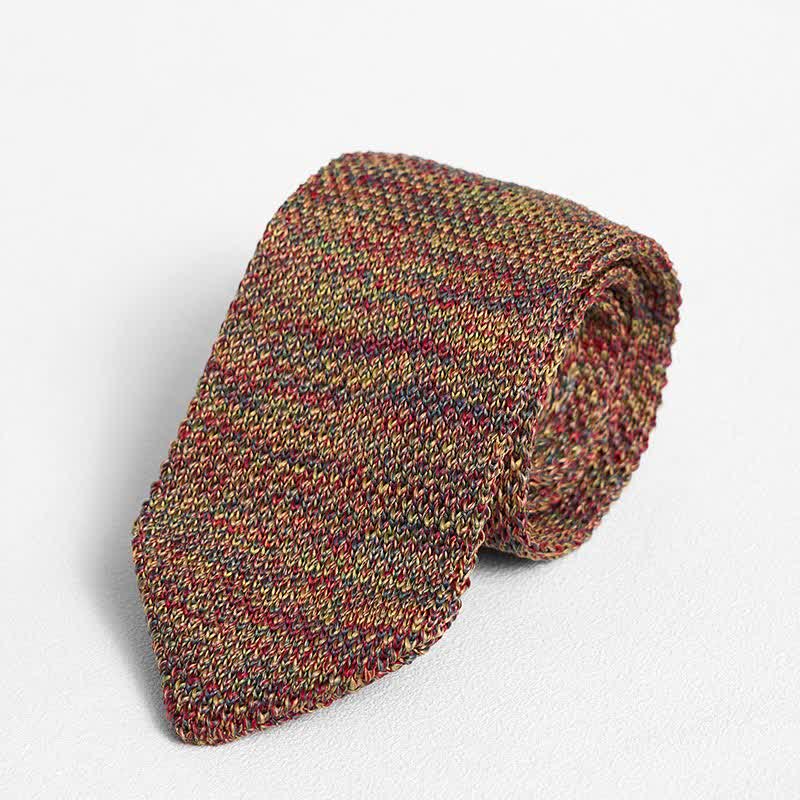 Men's Mixed Color Striped Knitted Necktie - Mixed Yellow - image 0