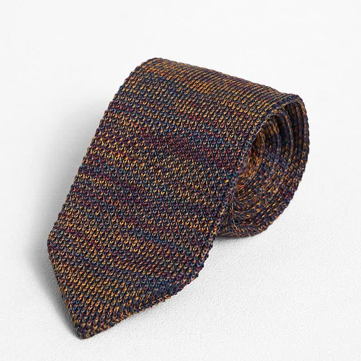 Men's Mixed Color Striped Knitted Necktie - Mixed Dark Green - image 8