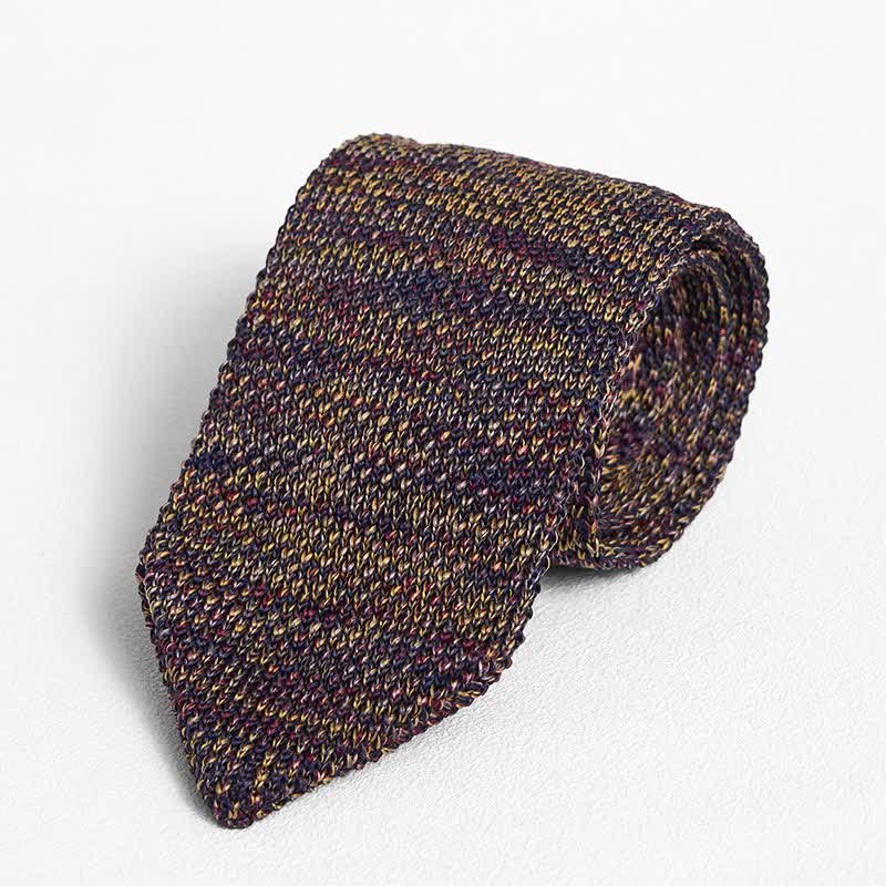 Men's Mixed Color Striped Knitted Necktie - Mixed Dark Blue - image 12