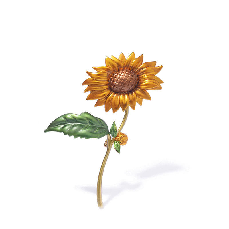 Women's Summer Sunflower Enamel Brooch - image 1