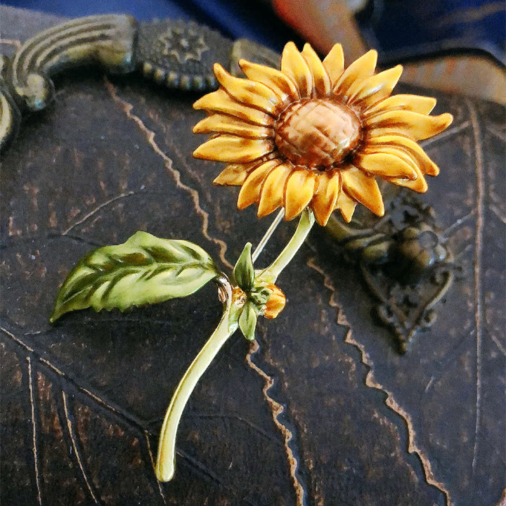 Women's Summer Sunflower Enamel Brooch - Sunflower - image 0
