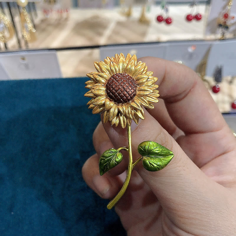 Women's Sunflower Enamel Brooch - image 1