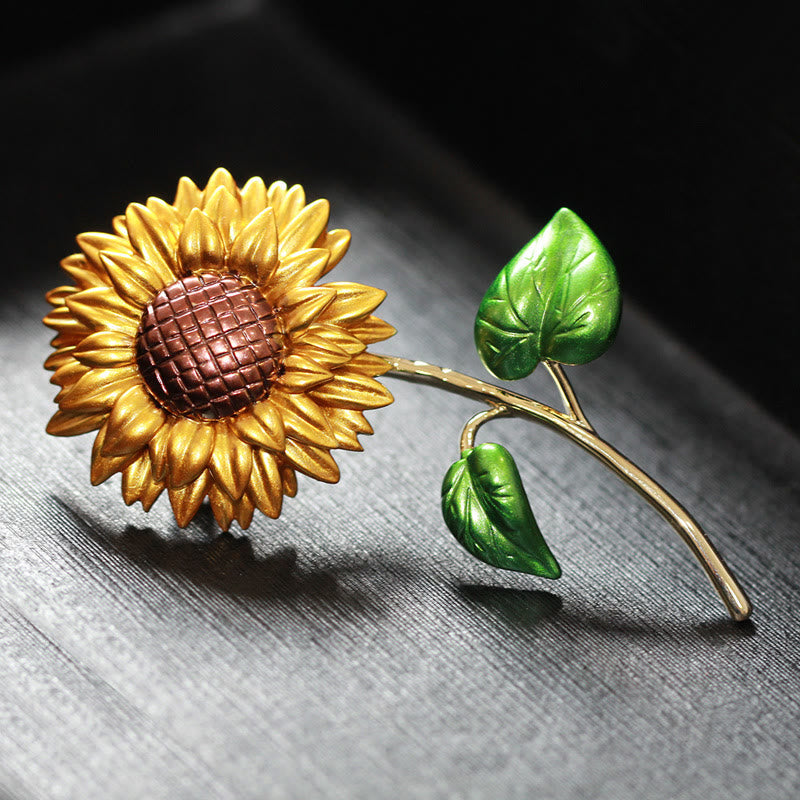 Women's Sunflower Enamel Brooch - Sunflower - image 0