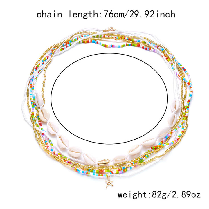 Women's Boho Summer Colorful Beads Layered Waist Chain