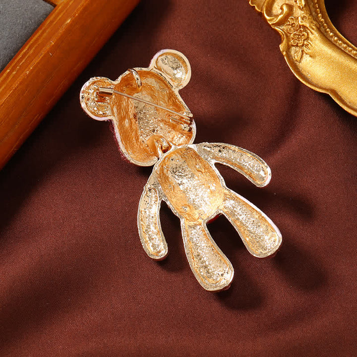Exquisite Full Crystal Cute Bear British Flag Brooch