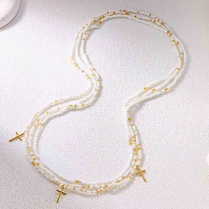 Women's Boho Beach Cross Beads Layered Waist Chain - image 2