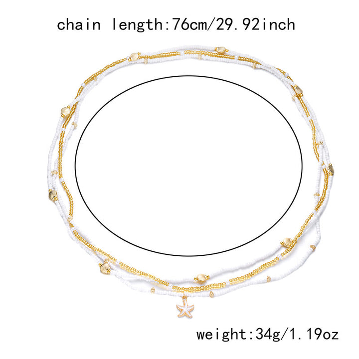 Women's Boho Beach Multi-layered Starfish Sea Shell Beads Waist Chain