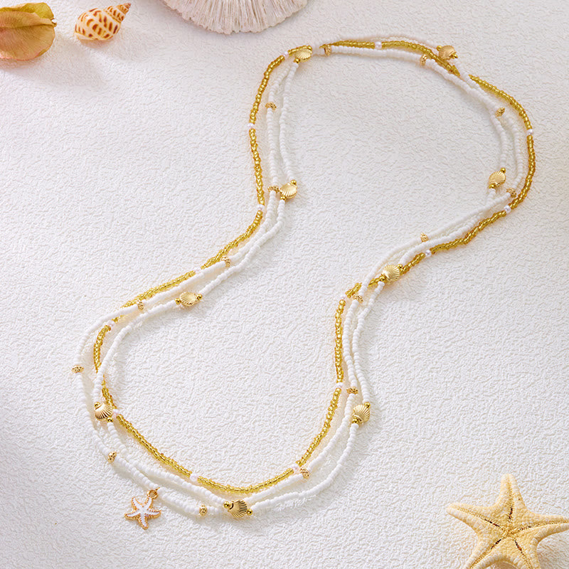 Women's Boho Beach Multi-layered Starfish Sea Shell Beads Waist Chain - image 2