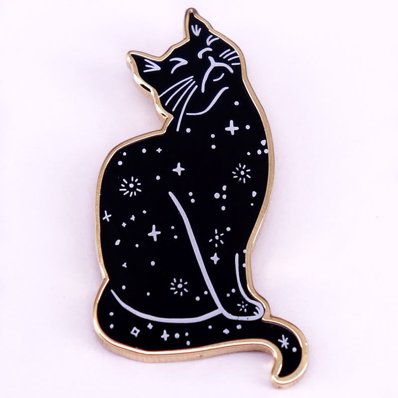 Mystical Starry Sky Cat Enamel Pin Brooch