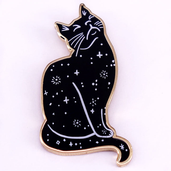 Mystical Starry Sky Cat Enamel Pin Brooch