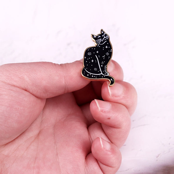 Mystical Starry Sky Cat Enamel Pin Brooch