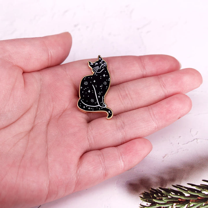 Mystical Starry Sky Cat Enamel Pin Brooch