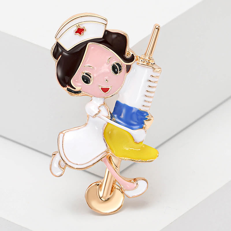  Cut Nurse Medical Nurse Gift Enamel Brooch - Yellow - image 0