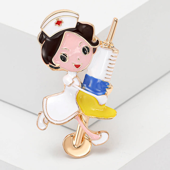  Cut Nurse Medical Nurse Gift Enamel Brooch - Yellow - image 0