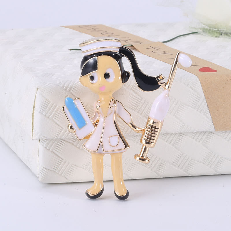 Cartoon Nurse Medical Nurse Gift Enamel Brooch - White - image 6