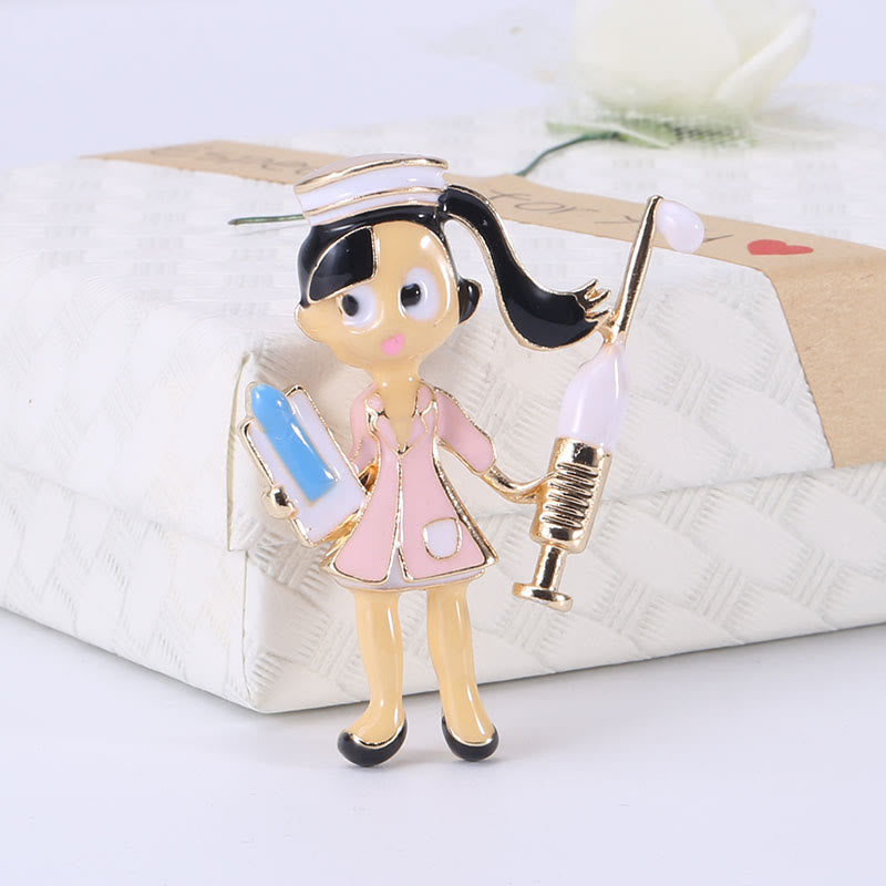 Cartoon Nurse Medical Nurse Gift Enamel Brooch - Pink - image 1