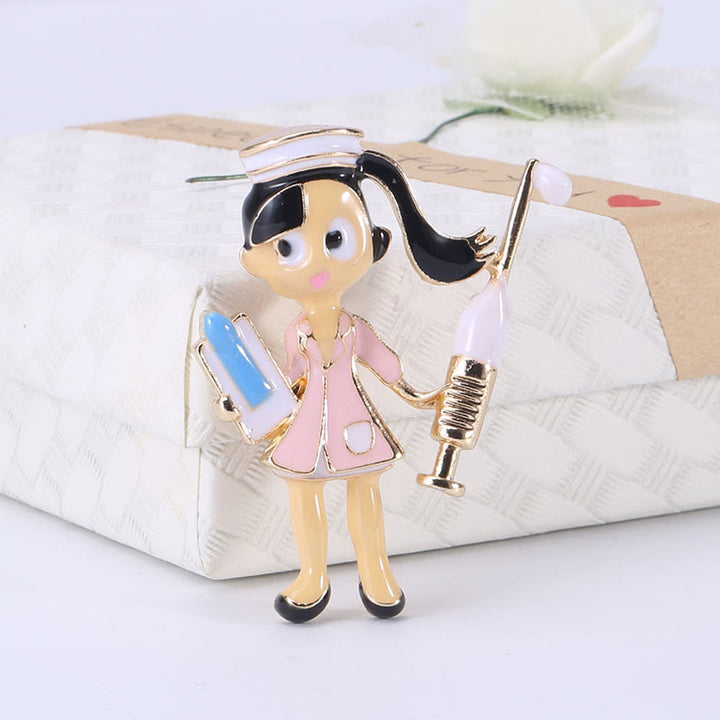 Cartoon Nurse Medical Nurse Gift Enamel Brooch - Pink - image 1