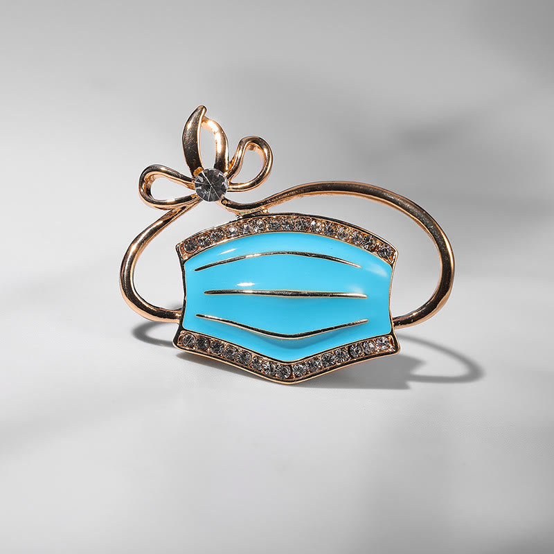 Nurse Doctor Crystal Mouth Mask Shape Nurse Gift Enamel Brooch - Blue - image 0