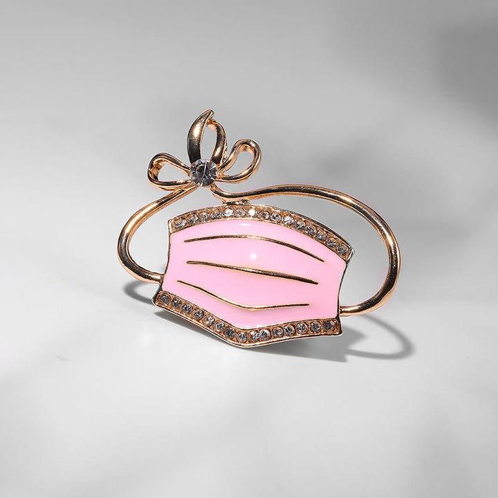 Nurse Doctor Crystal Mouth Mask Shape Nurse Gift Enamel Brooch - Pink - image 2