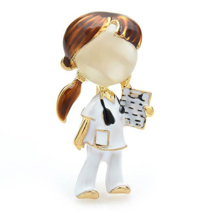 Cut Nurse Medical Series Nurse Gift Enamel Brooch - Coffee - image 6