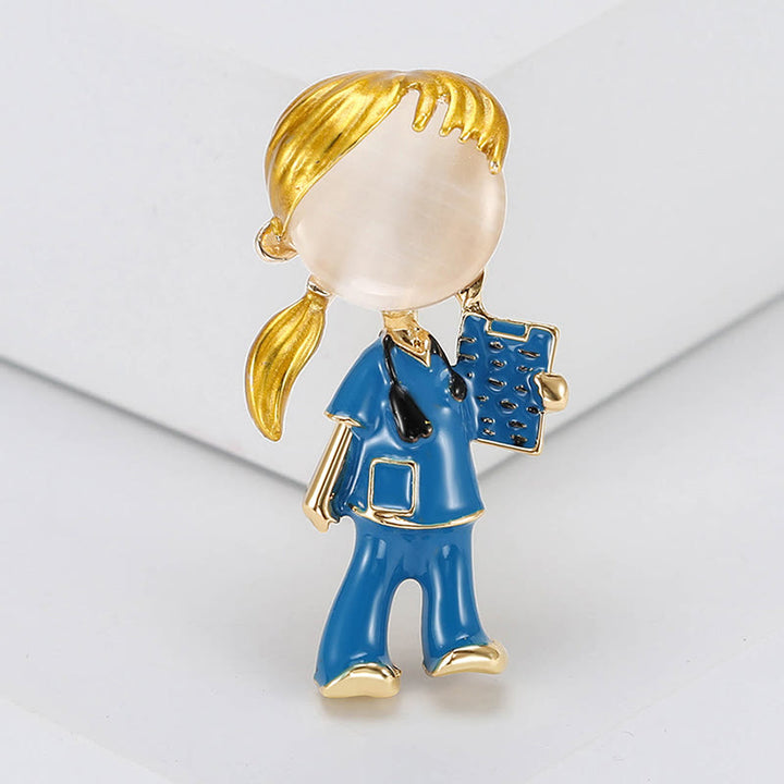 Cut Nurse Medical Series Nurse Gift Enamel Brooch - Blue - image 0
