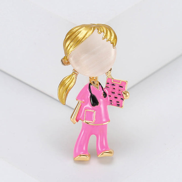 Cut Nurse Medical Series Nurse Gift Enamel Brooch - Pink - image 5