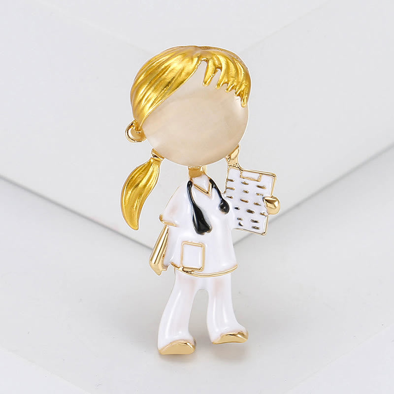 Cut Nurse Medical Series Nurse Gift Enamel Brooch - White - image 4