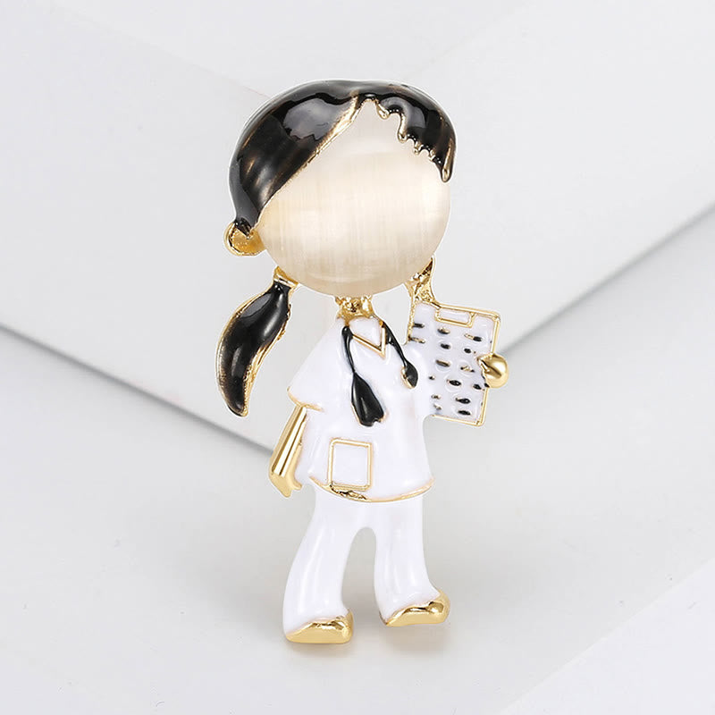 Cut Nurse Medical Series Nurse Gift Enamel Brooch - Black - image 3