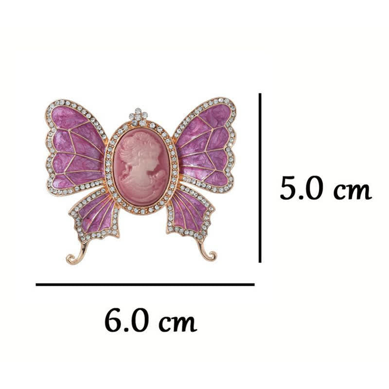 Women's Antique Victorian Style Butturfly Lady Cameo Brooch - image 4