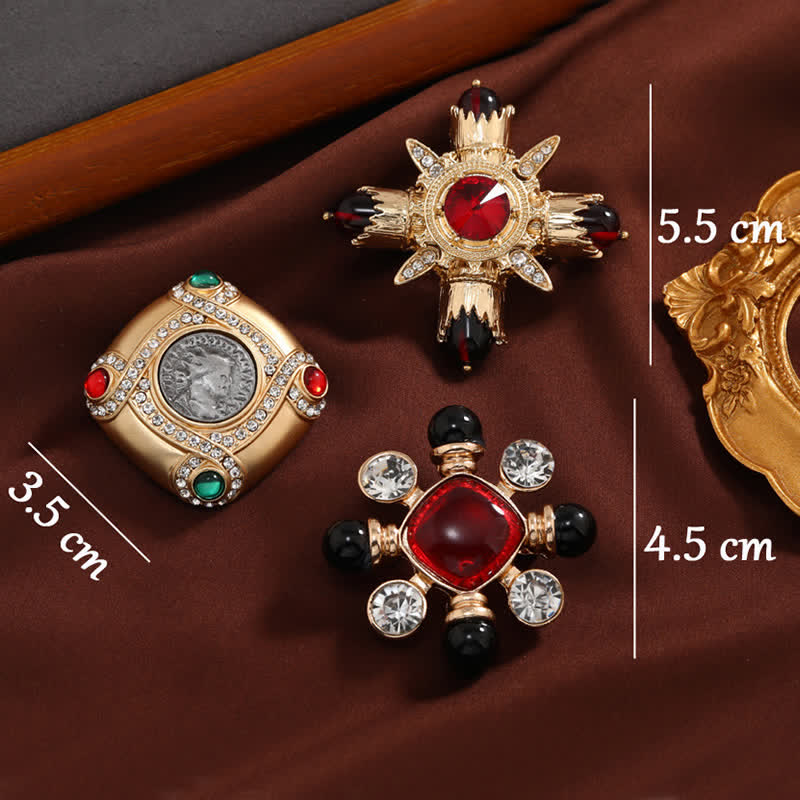 Women's Baroque Style Rhinestone Geometric Square Brooch - image 2