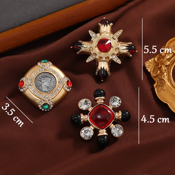 Women's Baroque Style Rhinestone Geometric Square Brooch - image 2