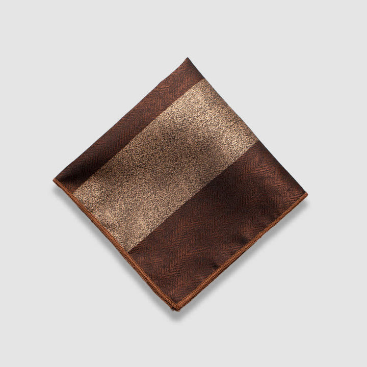 Men's Contrasting Colors Thick Stripes Pocket Square - Brown & Khaki - image 6