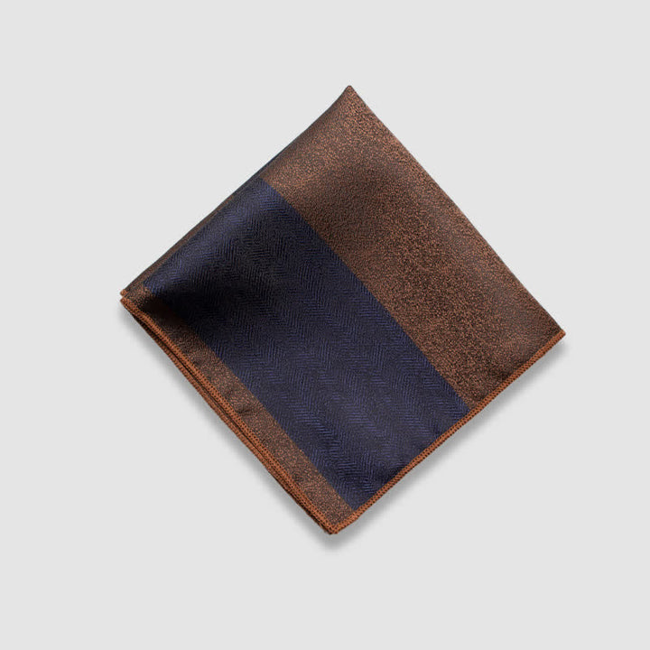 Men's Contrasting Colors Thick Stripes Pocket Square - Brown & Navy - image 7