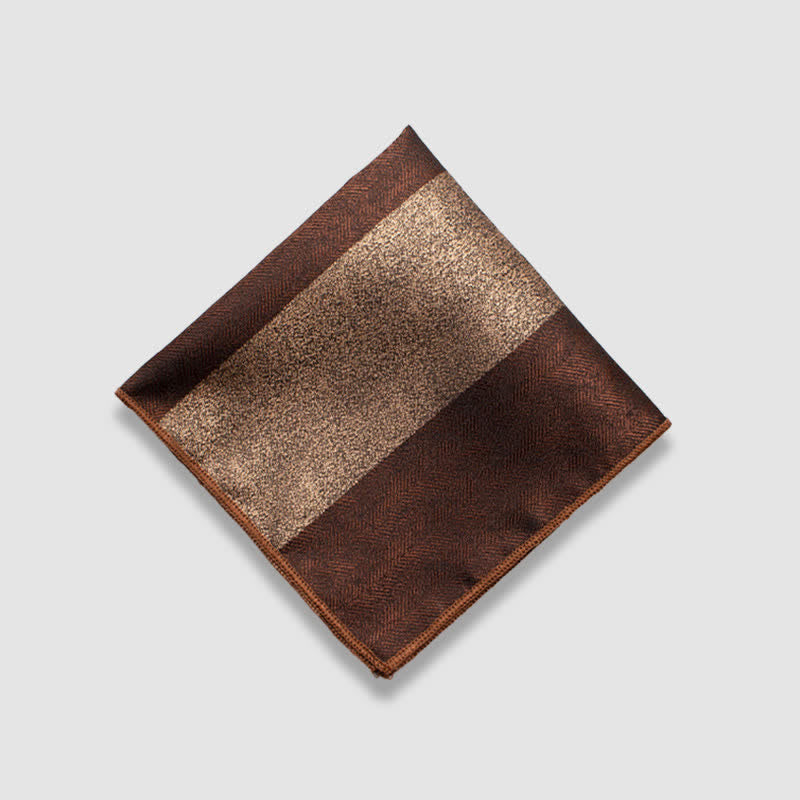 Men's Contrasting Colors Thick Stripes Pocket Square - Brown & Khaki - image 6