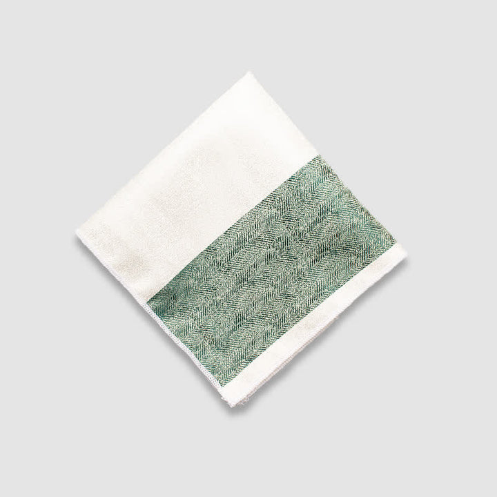Men's Contrasting Colors Thick Stripes Pocket Square - White & Green - image 3