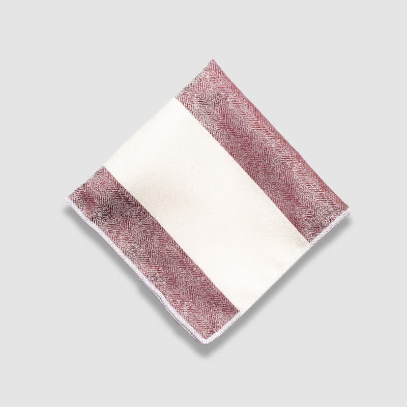 Men's Contrasting Colors Thick Stripes Pocket Square - Red & White - image 4