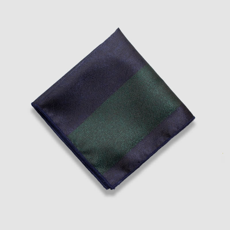 Men's Contrasting Colors Thick Stripes Pocket Square - Navy & Dark Green - image 9