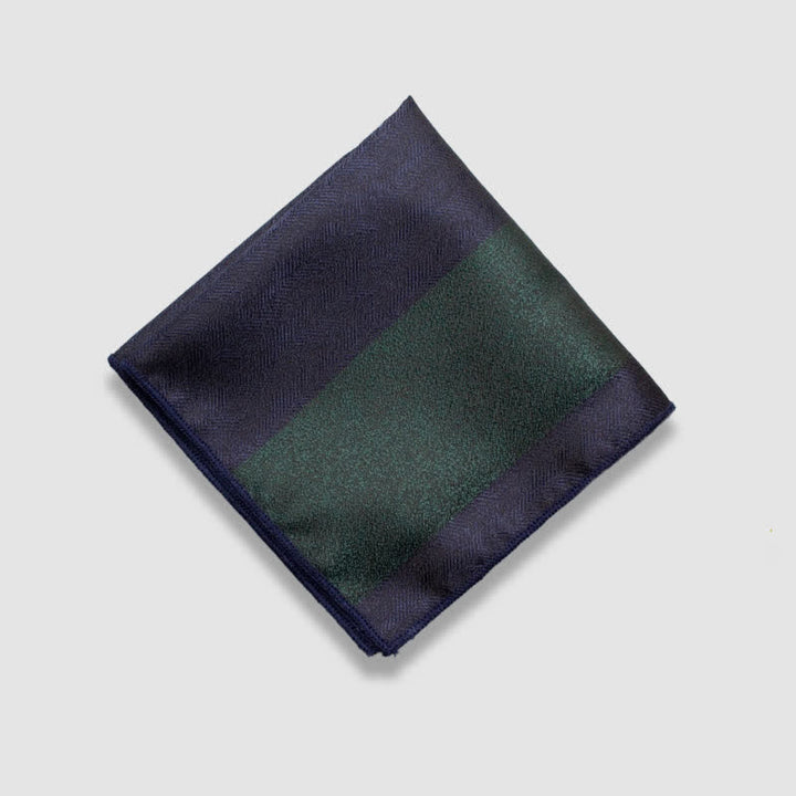 Men's Contrasting Colors Thick Stripes Pocket Square - Navy & Dark Green - image 9