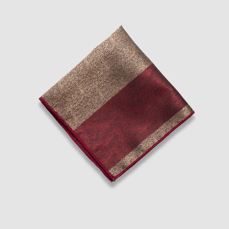 Men's Contrasting Colors Thick Stripes Pocket Square - Khaki & Burgundy - image 8